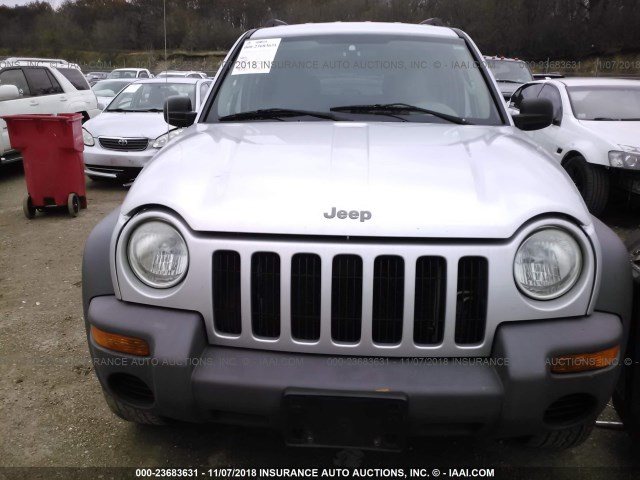 1J4GK48K23W539303 - 2003 JEEP LIBERTY SPORT/FREEDOM SILVER photo 6