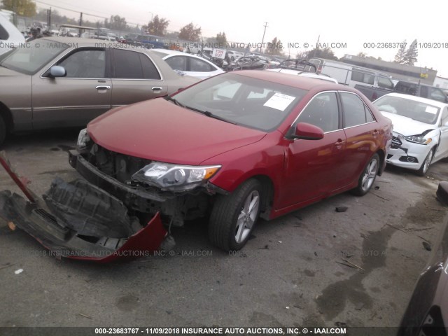 4T1BF1FK0EU827160 - 2014 TOYOTA CAMRY L/SE/LE/XLE RED photo 2