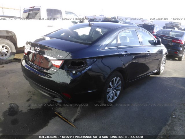 5NPEC4AB9EH913483 - 2014 HYUNDAI SONATA SE/LIMITED Dark Blue photo 4