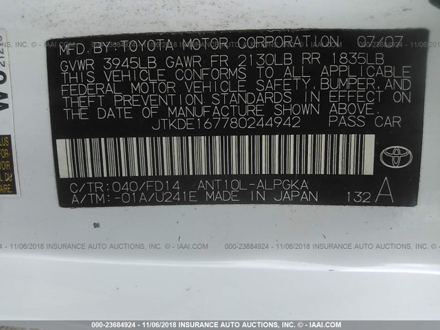 JTKDE167780244942 - 2008 TOYOTA SCION TC Ağ foto 9