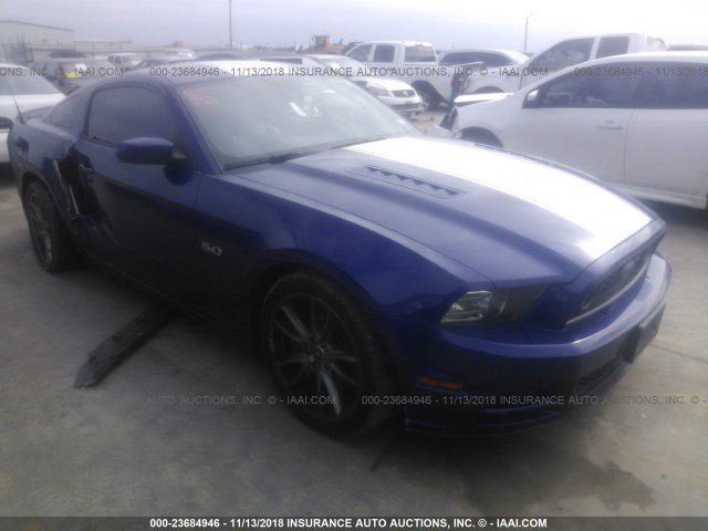 1ZVBP8CFXE5332814 - 2014 FORD MUSTANG GT BLUE photo 1