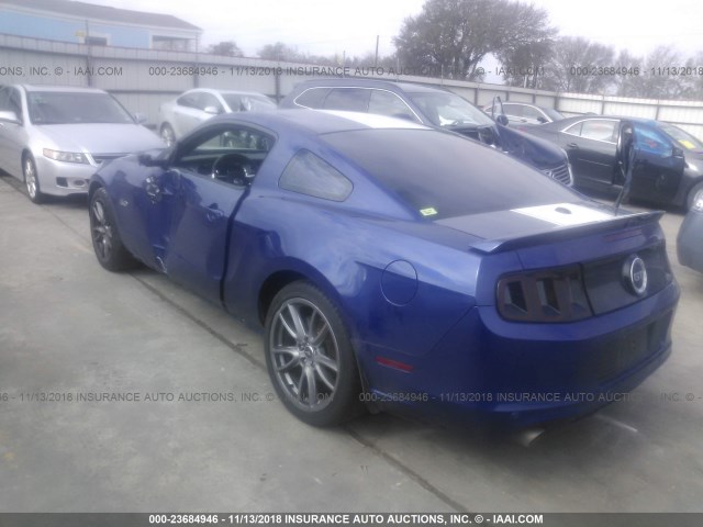 1ZVBP8CFXE5332814 - 2014 FORD MUSTANG GT BLUE photo 3