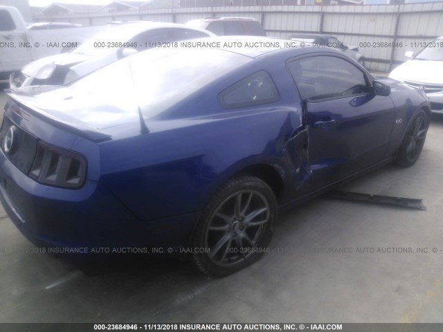 1ZVBP8CFXE5332814 - 2014 FORD MUSTANG GT BLUE photo 4