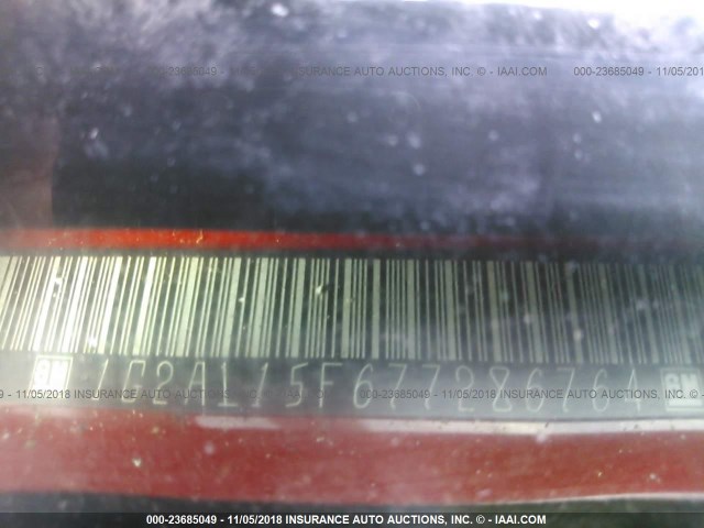 1G2AL15F677286764 - 2007 PONTIAC G5 RED photo 9