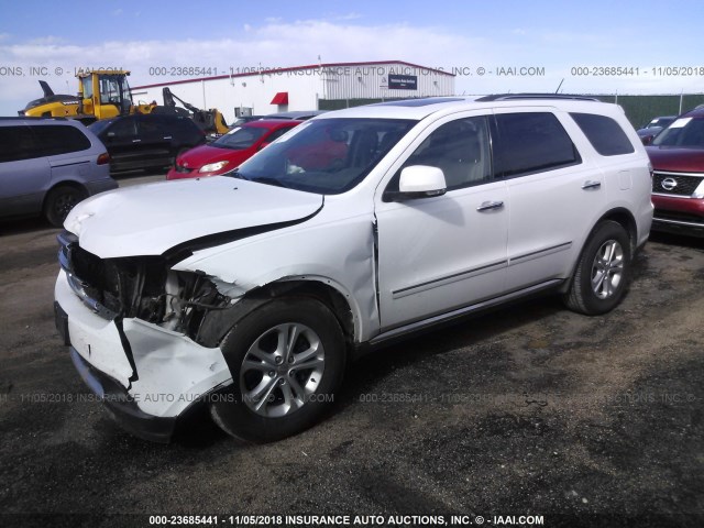 1C4SDJDT2DC697294 - 2013 DODGE DURANGO CREW WHITE photo 2