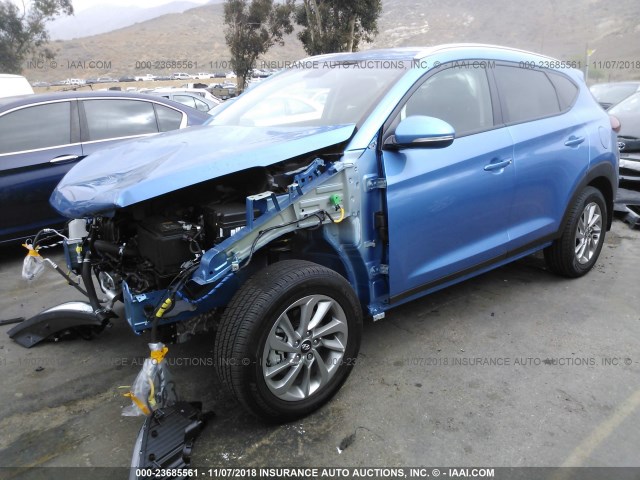 KM8J33A47JU720237 - 2018 HYUNDAI TUCSON SEL/SEL PLUS BLUE photo 2