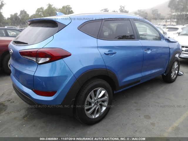 KM8J33A47JU720237 - 2018 HYUNDAI TUCSON SEL/SEL PLUS BLUE photo 4