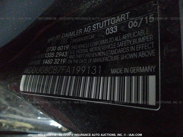 WDDUG8CB7FA199131 - 2015 MERCEDES-BENZ S 550 BLACK photo 9