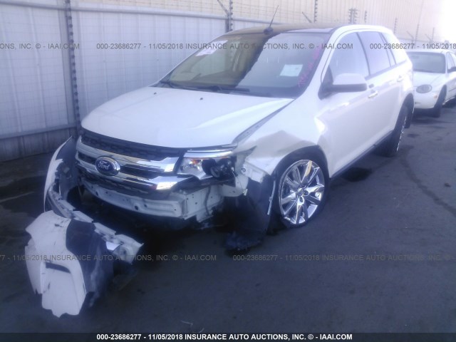 2FMDK3JC9BBB61384 - 2011 FORD EDGE SEL WHITE photo 2