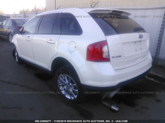 2FMDK3JC9BBB61384 - 2011 FORD EDGE SEL WHITE photo 3