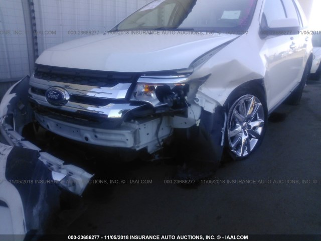 2FMDK3JC9BBB61384 - 2011 FORD EDGE SEL WHITE photo 6