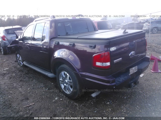 1FMEU33887UB31592 - 2007 FORD EXPLORER SPORT TR LIMITED BURGUNDY photo 3