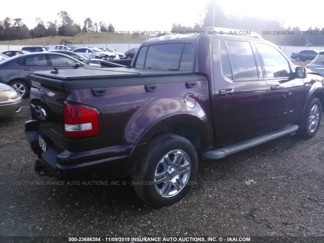 1FMEU33887UB31592 - 2007 FORD EXPLORER SPORT TR LIMITED BURGUNDY photo 4