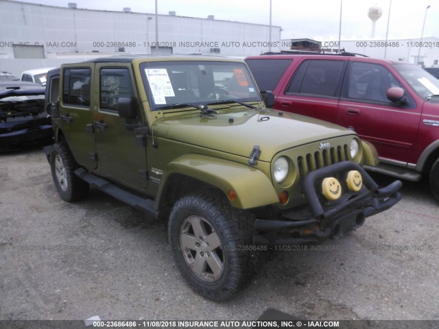 1J4GA59198L573620 - 2008 JEEP WRANGLER UNLIMITE SAHARA GREEN photo 1