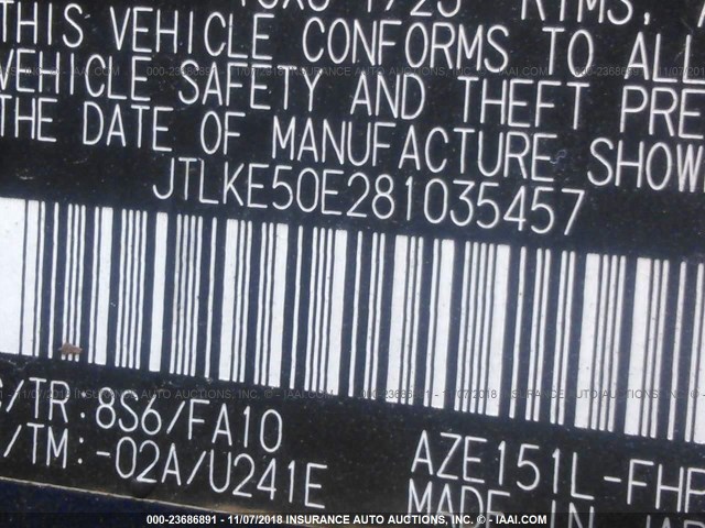 JTLKE50E281035457 - 2008 TOYOTA SCION XB Mavi foto 9