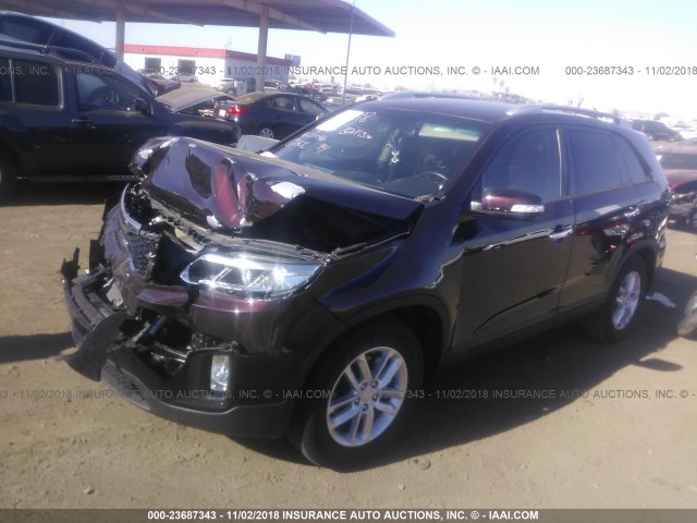 5XYKT4A71EG482885 - 2014 KIA SORENTO LX MAROON photo 2