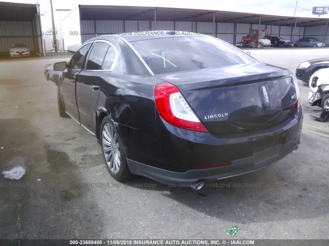 1LNHL9DK5DG601942 - 2013 LINCOLN MKS BLACK photo 3