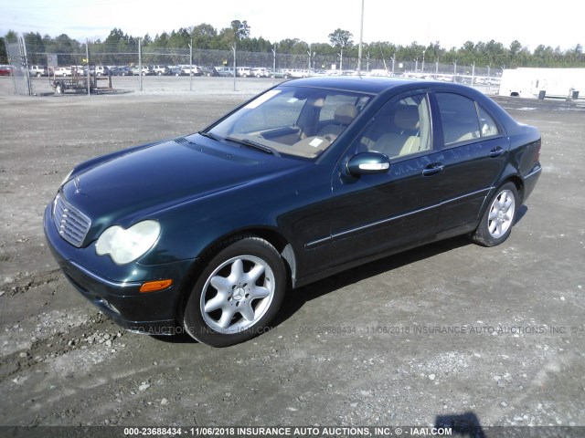 WDBRF61JX4F458274 - 2004 MERCEDES-BENZ C 240 GREEN photo 2