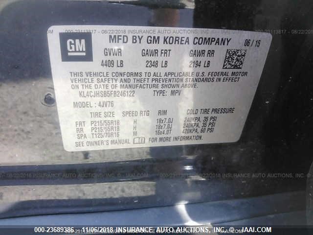 KL4CJHSB5FB246122 - 2015 BUICK ENCORE BLACK photo 9