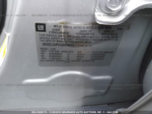 3GSCL33PX9S568510 - 2009 SATURN VUE XE SILVER photo 9