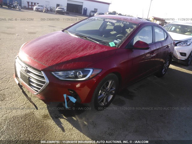 5NPD84LFXJH318732 - 2018 HYUNDAI ELANTRA SEL/VALUE/LIMITED RED photo 2