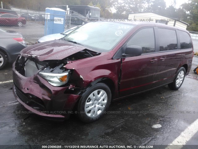 2C4RDGBG1JR163956 - 2018 DODGE GRAND CARAVAN SE RED photo 2