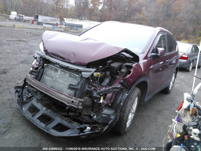 5J6RM4H77EL112735 - 2014 HONDA CR-V EXL MAROON photo 2