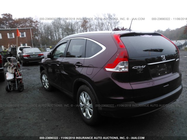 5J6RM4H77EL112735 - 2014 HONDA CR-V EXL MAROON photo 3