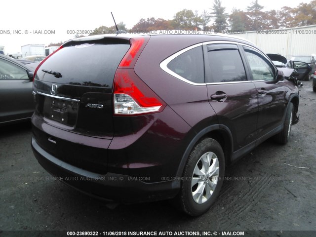 5J6RM4H77EL112735 - 2014 HONDA CR-V EXL MAROON photo 4