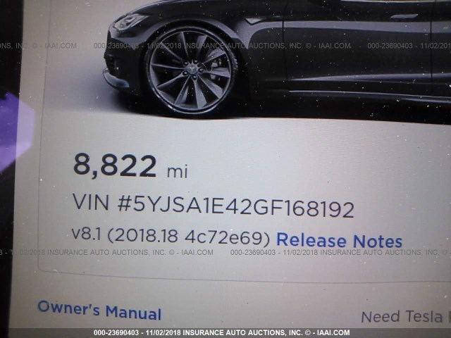 5YJSA1E42GF168192 - 2016 TESLA MODEL S GRAY photo 7