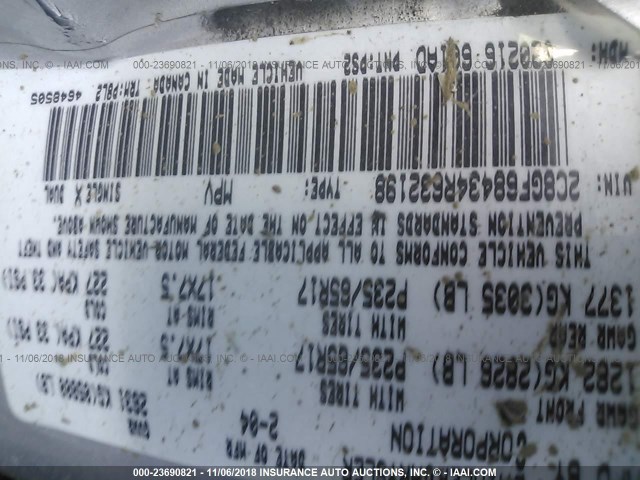 2C8GF68434R632198 - 2004 CHRYSLER PACIFICA SILVER photo 9