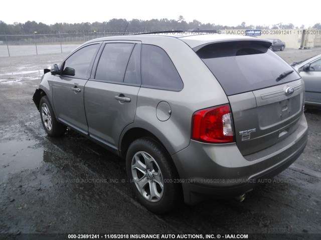 2FMDK4JC6DBB08862 - 2013 FORD EDGE SEL GRAY photo 3