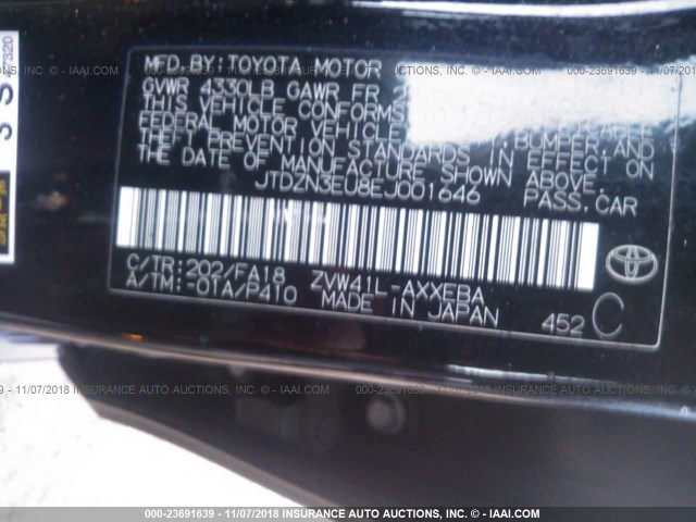 JTDZN3EU8EJ001646 - 2014 TOYOTA PRIUS V BLACK photo 9