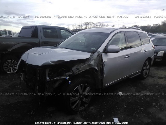 5N1AR2MNXEC687307 - 2014 NISSAN PATHFINDER S/SV/SL/PLATINUM SILVER photo 2