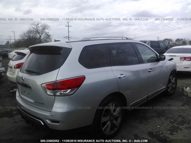 5N1AR2MNXEC687307 - 2014 NISSAN PATHFINDER S/SV/SL/PLATINUM SILVER photo 4