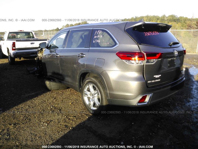 5TDYZRFH3HS190735 - 2017 TOYOTA HIGHLANDER LIMITED/LTD PLATINUM GRAY photo 3