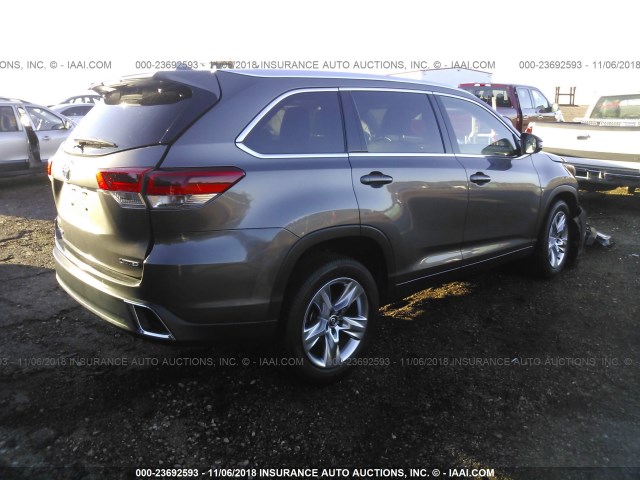 5TDYZRFH3HS190735 - 2017 TOYOTA HIGHLANDER LIMITED/LTD PLATINUM GRAY photo 4