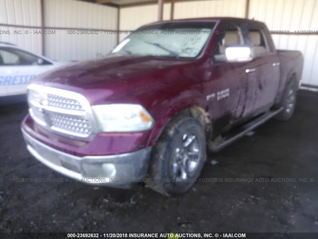 1C6RR7NT1FS698356 - 2015 RAM 1500 LARAMIE BURGUNDY photo 2