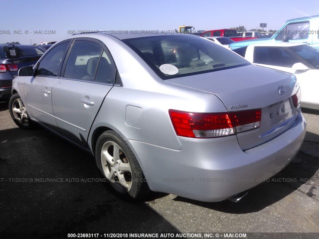 5NPEU46F66H052354 - 2006 HYUNDAI SONATA GLS/LX SILVER photo 3