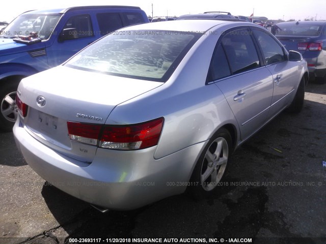 5NPEU46F66H052354 - 2006 HYUNDAI SONATA GLS/LX SILVER photo 4