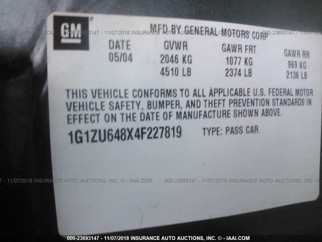 1G1ZU648X4F227819 - 2004 CHEVROLET MALIBU MAXX LT GRAY photo 9