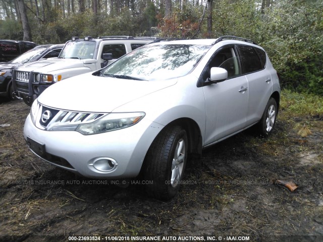 JN8AZ18U99W006501 - 2009 NISSAN MURANO S/SL SILVER photo 2