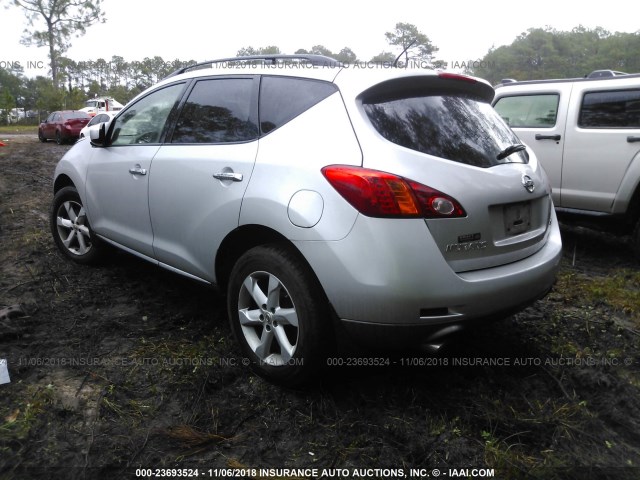 JN8AZ18U99W006501 - 2009 NISSAN MURANO S/SL SILVER photo 3