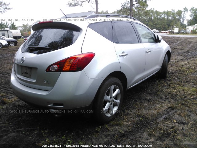 JN8AZ18U99W006501 - 2009 NISSAN MURANO S/SL SILVER photo 4