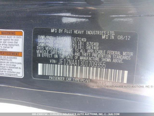 JF1ZNAA13D1709355 - 2013 TOYOTA SCION FR-S BLACK photo 9