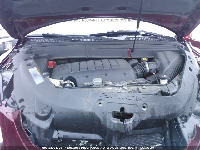 5GAKRCED1BJ279503 - 2011 BUICK ENCLAVE CXL RED photo 10