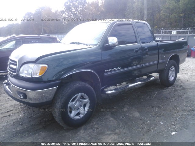 5TBBN44192S265383 - 2002 TOYOTA TUNDRA ACCESS CAB SR5 GREEN photo 2