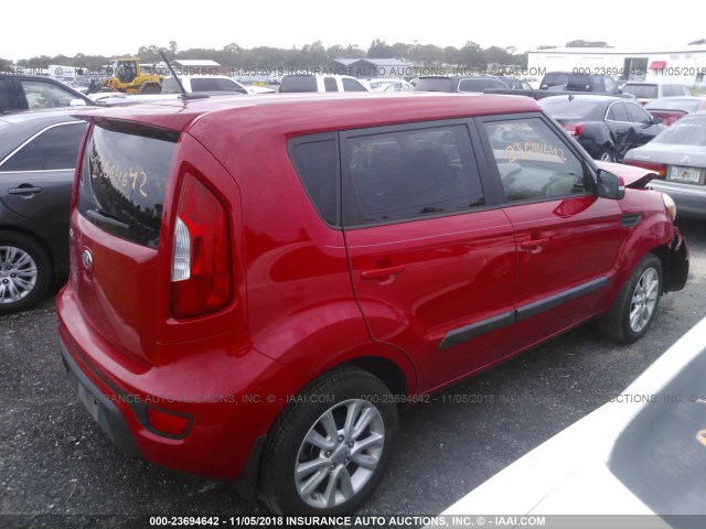 KNDJT2A67D7629004 - 2013 KIA SOUL +/!/SPORT RED photo 4