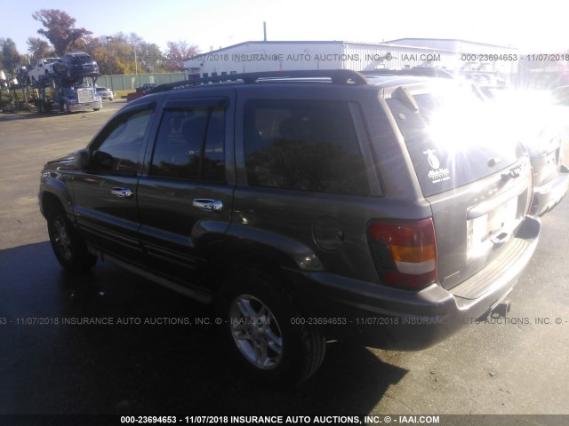 1J8GW68J02C260521 - 2002 JEEP GRAND CHEROKEE OVERLAND GRAY photo 3