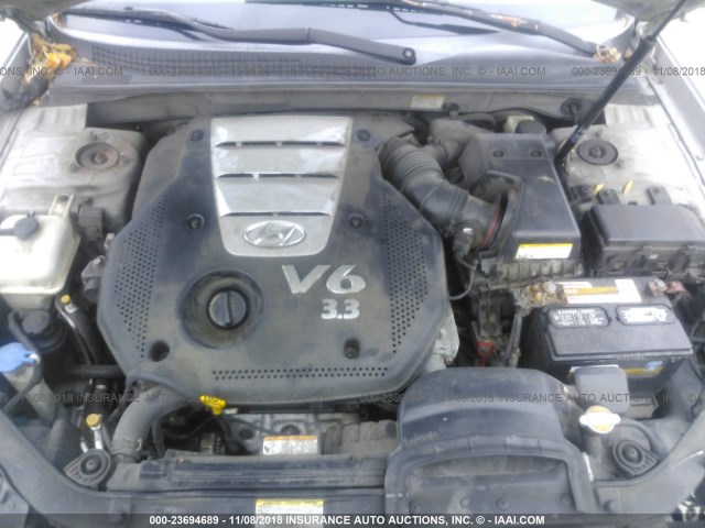 5NPEU46F76H136490 - 2006 HYUNDAI SONATA GLS/LX SILVER photo 10